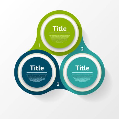 Vektör çemberi bilgisi. Şablon, grafik, sunum ve grafik. Üç seçeneği olan iş konsepti, parçalar, adımlar veya süreçler. Soyut arkaplan