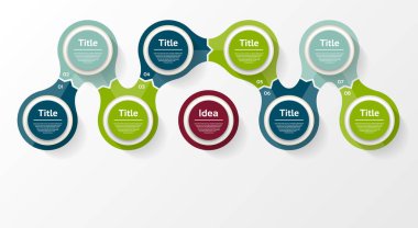 Vektör çemberi bilgisi. Şablon, grafik, sunum ve grafik. 8 seçenekli iş konsepti, parçalar, adımlar veya süreçler. Soyut arkaplan