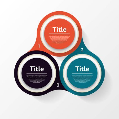 Vektör çemberi bilgisi. Şablon, grafik, sunum ve grafik. Üç seçeneği olan iş konsepti, parçalar, adımlar veya süreçler. Soyut arkaplan