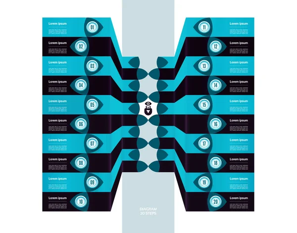 ベクトル進行の背景 ダイアグラム グラフ プレゼンテーション チャートのテンプレート 20のオプション またはプロセスを含むビジネスコンセプト 抽象的な背景 第10話 — ストックベクタ