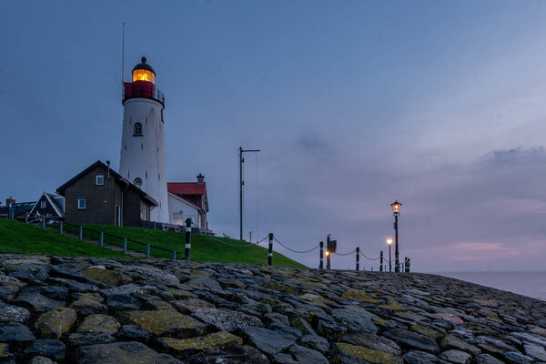 Urk netherlands Flevoland, Harbor and lighthouse at the small village of urk