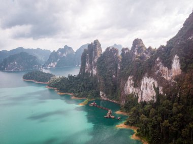 Khao Sok Thailand , drone aerial view over the lake