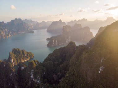 Khao Sok Thailand , drone aerial view over the lake