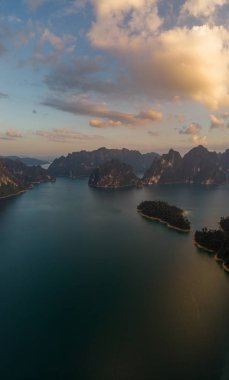 Khao Sok Thailand , drone aerial view over the lake