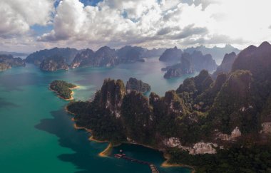 Khao Sok Thailand , drone aerial view over the lake