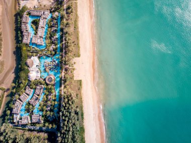 Drone aerial view at luxury reosrt Khao Lak Thailand