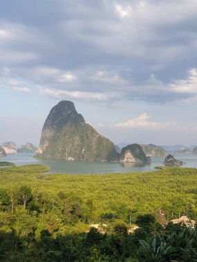Phangnga Bay Thailand, sunrise Phuket, Morning view point of Samet Nang She in Phangnga bay, Southern Thailand