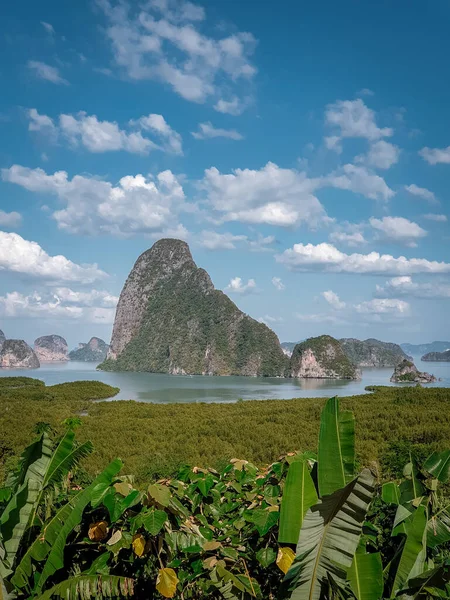 Phangnga Bay Thailand, sunrise Phuket, Morning view point of Samet Nang She in Phangnga bay, Southern Thailand