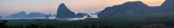 Beautiful Islands in the bay of Samet Nang She viewpoint Phangnga Bay Thailand Asia — Stok fotoğraf