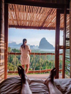 Phangnga Bay Thailand , Samet Nang She viewpoint over the bay, honeymoon vacation Thailand watching sunsrise