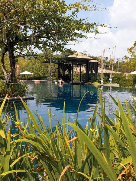 Krabi Thaiföld Január 2020, An Eco friendly luxuri resort in Ao Nang whit a trópusi kert körül Anana Krabi — Stock Fotó