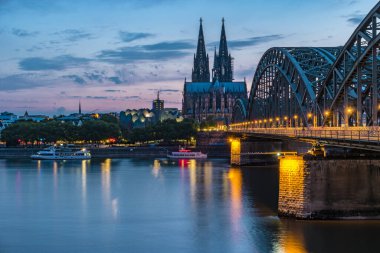 Koln Germany city skyline, Cologne skyline during sunset ,Cologne bridge with cathedral Germany Europe