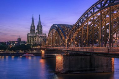 Koln Germany city skyline, Cologne skyline during sunset ,Cologne bridge with cathedral Germany Europe
