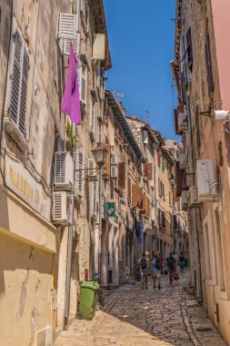 Rovinj Croatia, city village of Rovinj Croatia, colorful town with church and old historical house by the harbor