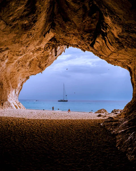 Sardinia Orosei coast Italy, people snorkling in the crystal clear ocean of Sardinia Italy
