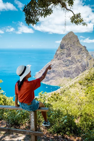 St Lucia Caribbean, woman on vacation at the tropical Island of Saint Lucia — ストック写真