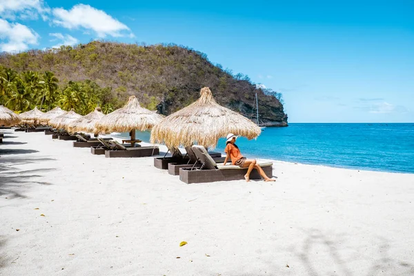 St Lucia Caribbean, woman on vacation at the tropical Island of Saint Lucia — ストック写真