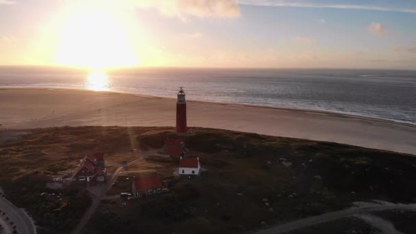 Faro di Texel durante il tramonto Paesi Bassi Dutch Island Texel — Video Stock