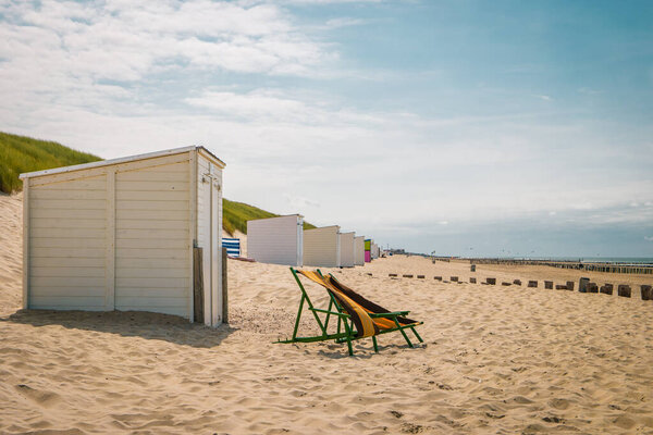 Beach poles on the beach of Domburg, Zeeland, the Netherlands Beach of Zeeland Netherlands
