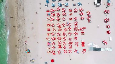 Miami Beach Florida, İHA manzaralı Miami plajı, renkli insansız hava aracı manzaralı Miami Florida