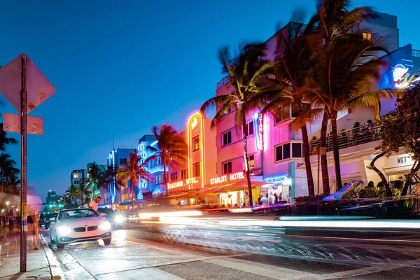 Miami Plajı, renkli Art Deco Bölgesi Miami Florida Nisan 2018