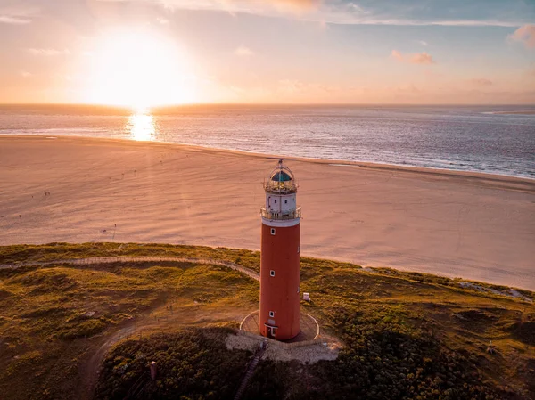 Texel lighthouse during sunset Netherlands Dutch Island Texel — Stock Photo, Image