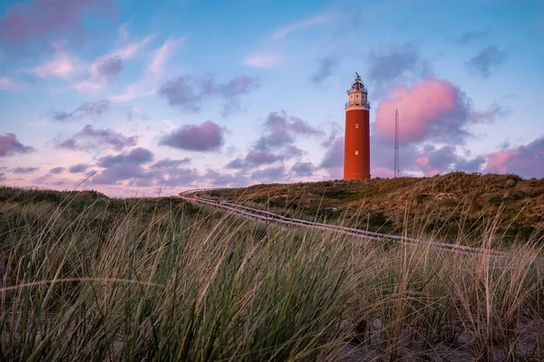 Texel lighthouse during sunset Netherlands Dutch Island Texel — Stock Photo, Image