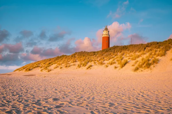 Texel lighthouse during sunset Netherlands Dutch Island Texel — Stock Photo, Image