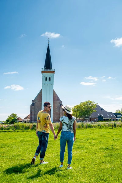 White church Den Hoorn Texel Netherlands, beautiful church in the village Den Hoorn Texel Holland — Stock Photo, Image