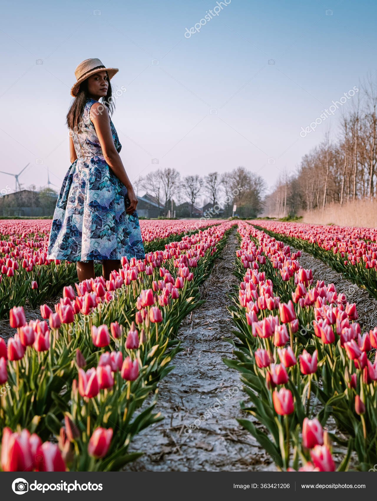 オランダのチューリップの花畑 チューリップの花畑でドレスを着た若い女性 ドレスを着た女の子と花の帽子が提出されました ストック写真 C Fokkebok オランダのチューリップの花畑 チューリップの花畑でドレスを着た若い女性 ドレスを着た女の子と花の帽子が提出されました ストック写真 C Fokkebok