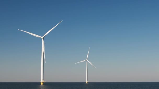 Molino de viento en los Países Bajos, molino de viento flores de turbina y los agricultores que trabajan en la tierra, la energía verde en los Países Bajos — Vídeo de stock