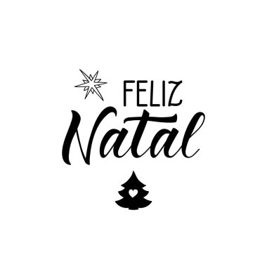 Portekizce mutlu Noeller. El yazması harflerle çizilmiş mürekkep çizimi. Feliz Natal.