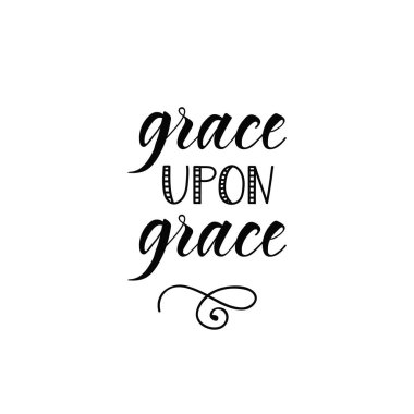 Grace ve Grace. Mürekkep el yazısı. Modern fırça kaligrafisi. İlham verici grafik tasarım tipografi ögesi.