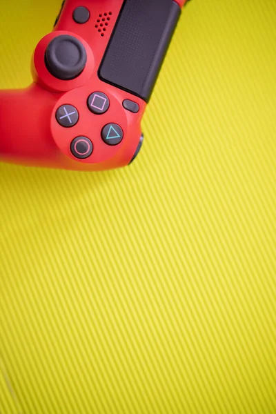 Red Joystick Yellow Background — Stock Photo, Image