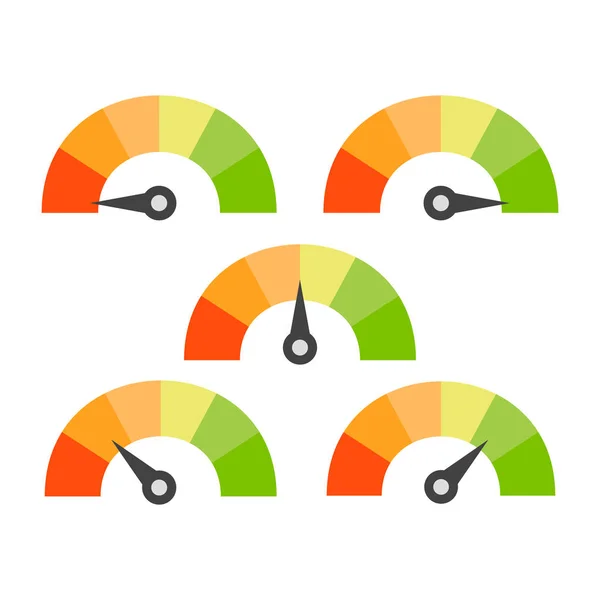 Rating speedometer set. Credit score concept — Stock Vector
