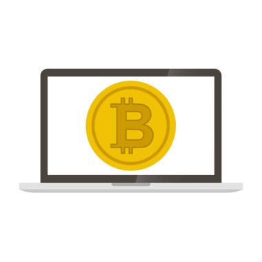 Dizüstü bilgisayar ile Bitcoin paraları