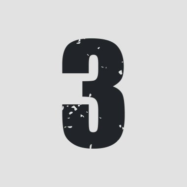 3 numara grunge stili. Vektör Eps10