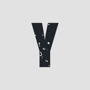 Y harfi grunge tarzı. Vektör Eps10