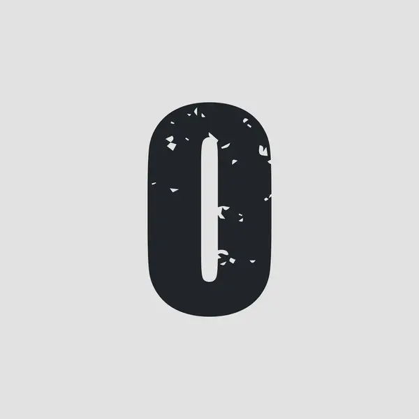 O文字のグランジスタイル。ベクトルeps10 — ストックベクタ