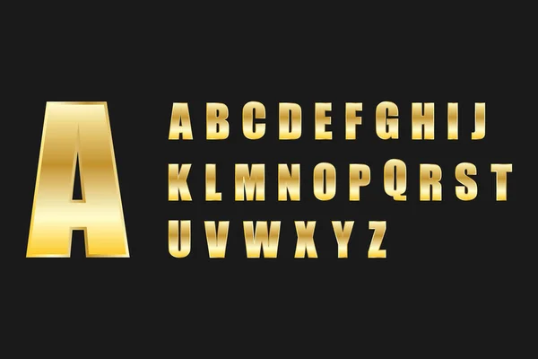 Alphabet letter set gold metal style — Stock Vector
