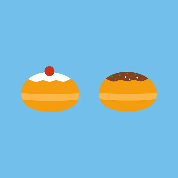 Chanoeka sufganiyot pictogram platte stijl — Stockvector