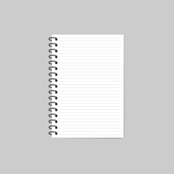 Notebook met schaduw geïsoleerd op grijze achtergrond — Stockvector