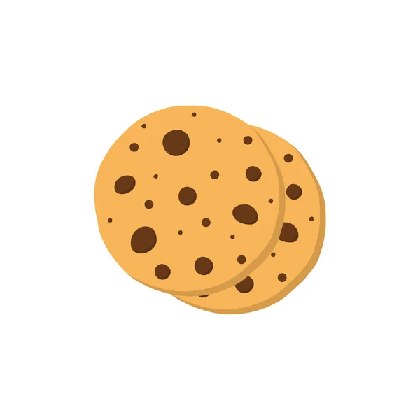 Cookies Pictogram Platte Stijl Witte Achtergrond Vector — Stockvector