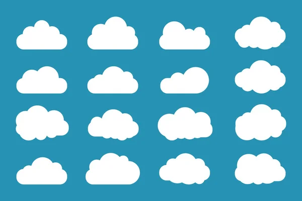 Clouds Icon Set Flat Style Simple Design — Stock Vector