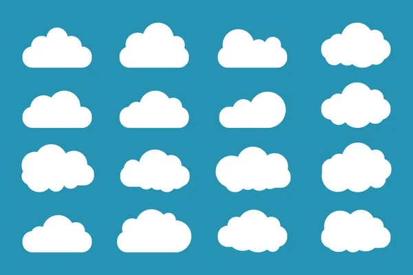 Icône Nuages Mis Plat Style Design Simple — Image vectorielle