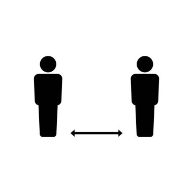 Sosyal uzaklık simgesi basit tasarım. Vektör