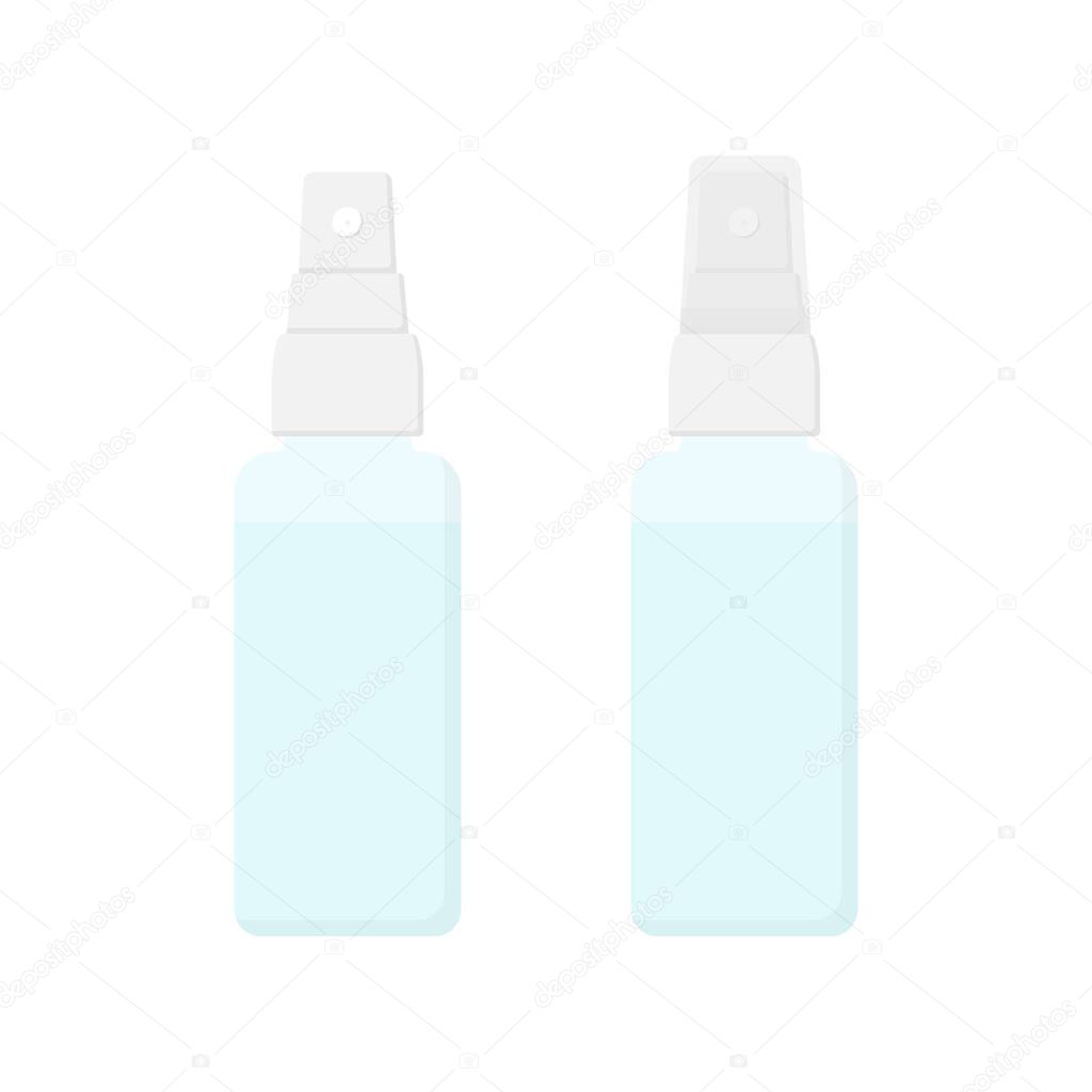 Spray bottle icon set flat design. Vector