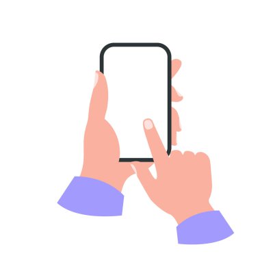 Elinde akıllı telefon beyaz ekran konsepti
