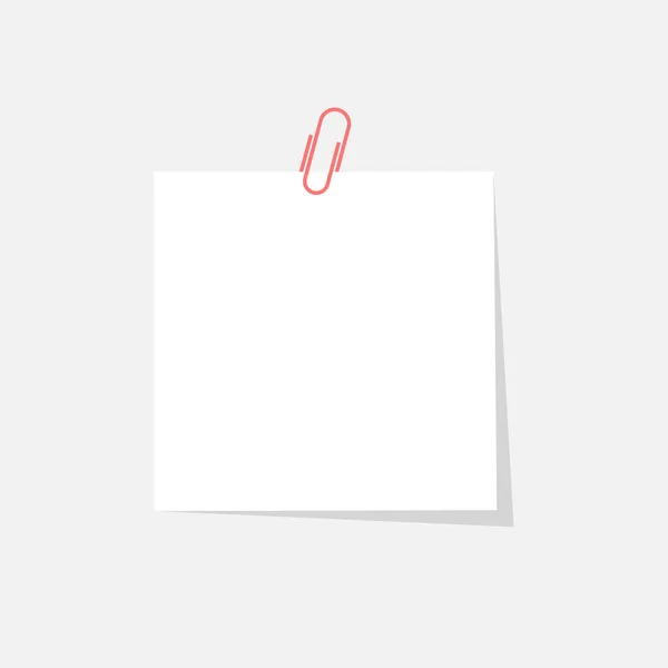 Papieren Sticker Met Paperclip Geïsoleerd Grijze Achtergrond Met Schaduw — Stockvector