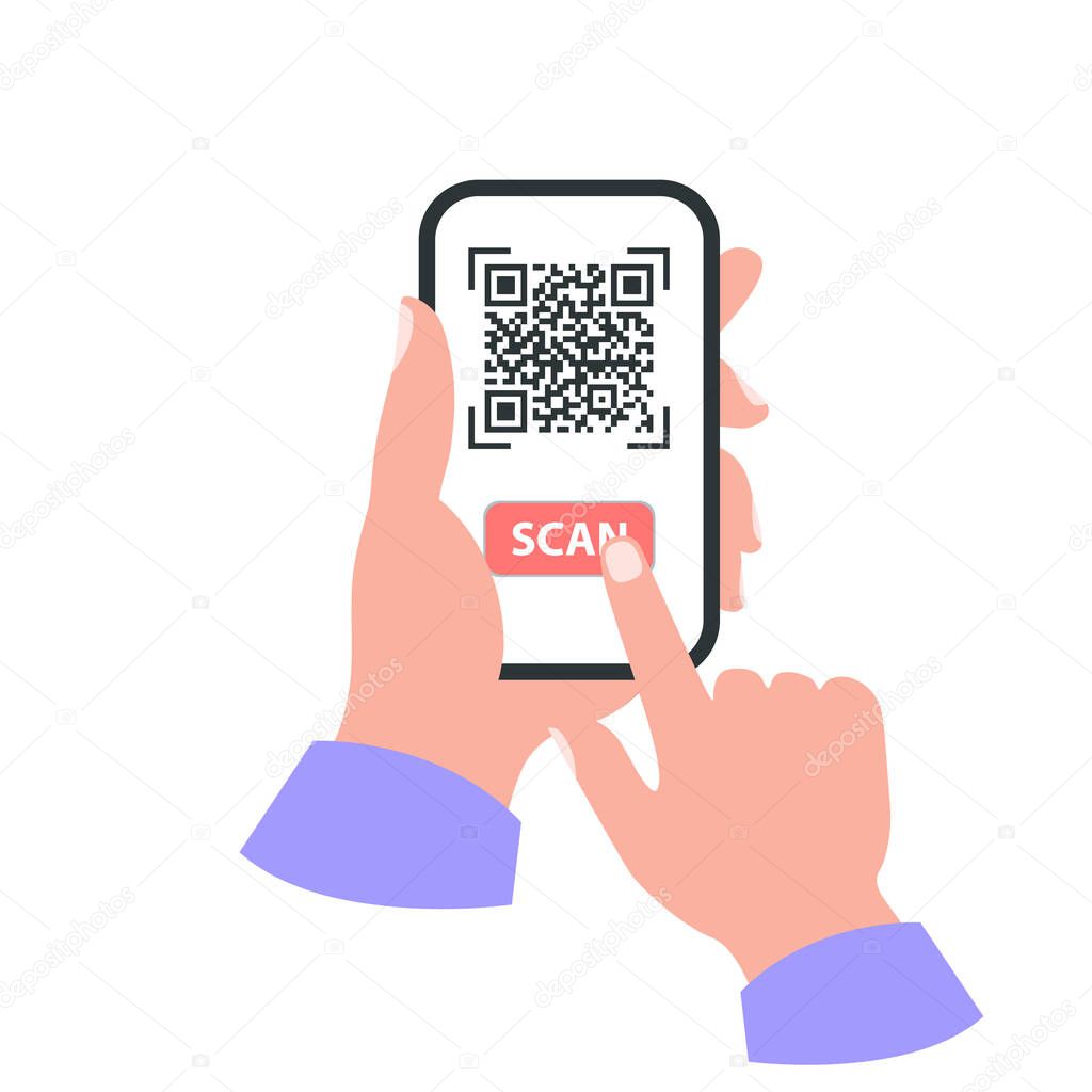 Smartphone in your hand concept. Scan qr code